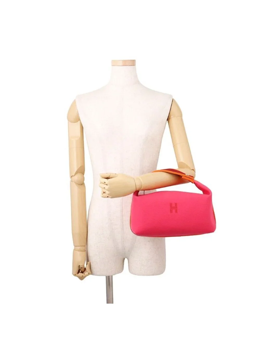 Hermes Handbag Bride-a-Brac GM Hibiscus Silver Canvas Pouch